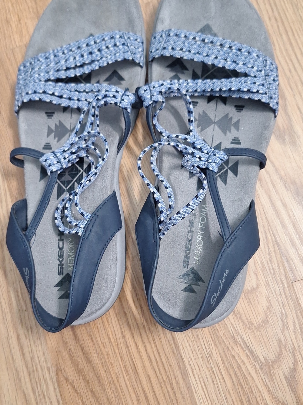 Skechers Reggae Stretch Appeal Z-Gore Slingback Women's Navy and Gray Sandals - Picture 3 of 10